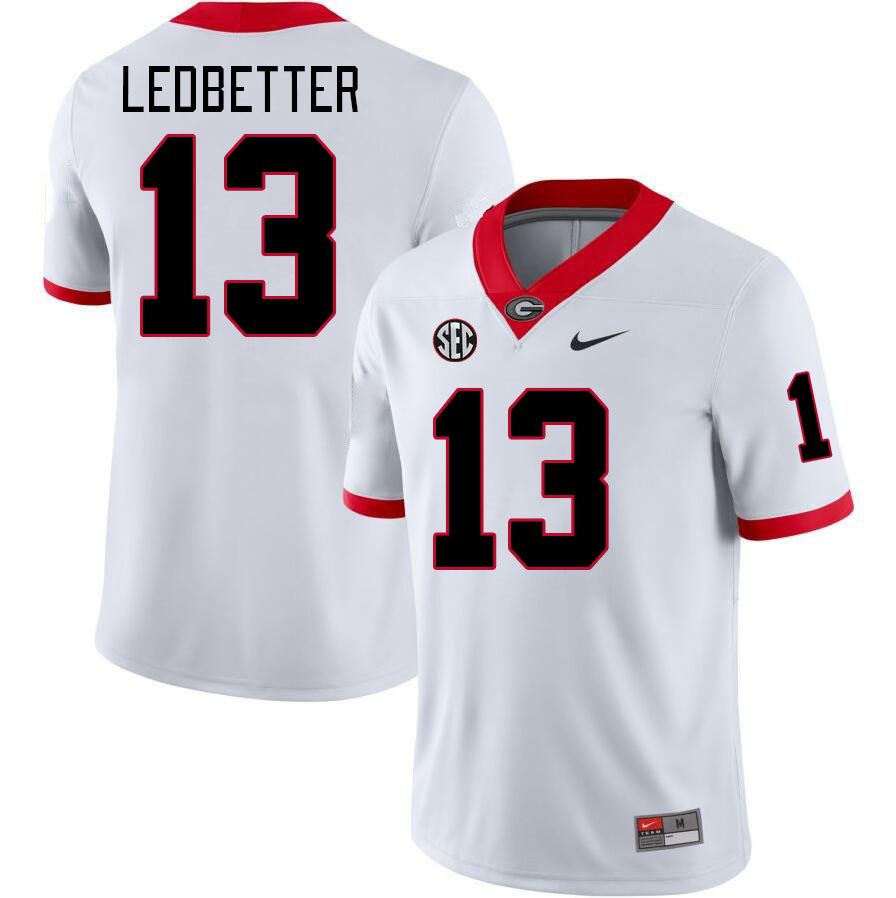 #13 Jonathan Ledbetter Georgia Bulldogs Jerseys Football Stitched-White